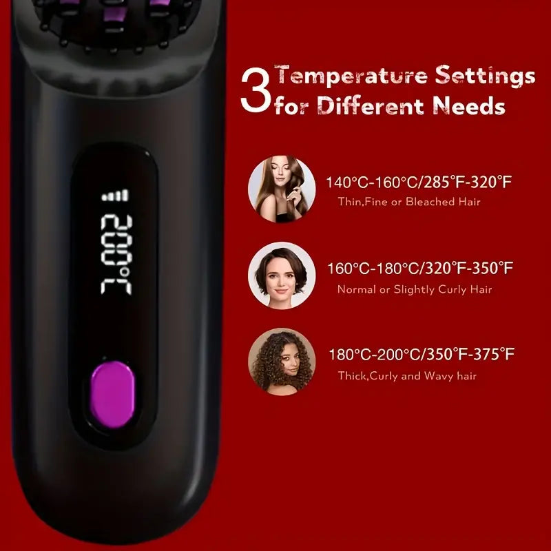 💇‍♀️🔥 Portable Wireless Hair Straightener Comb