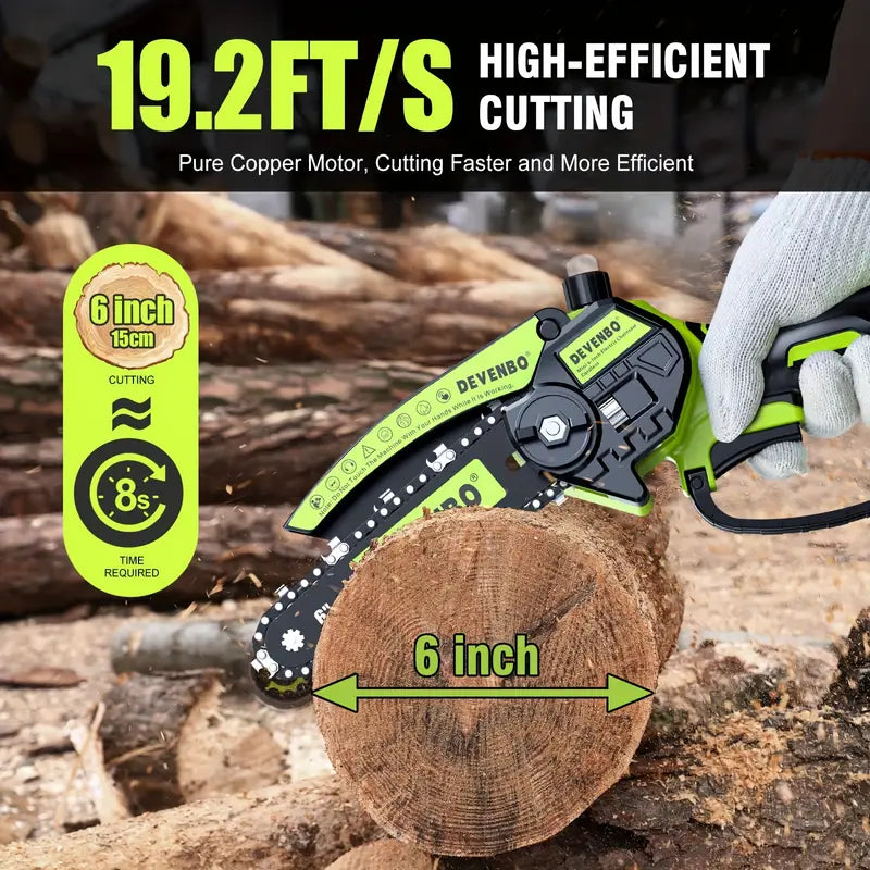 🌲⚡ Mini Cordless Chainsaw – 6-Inch Handheld Electric Power Saw