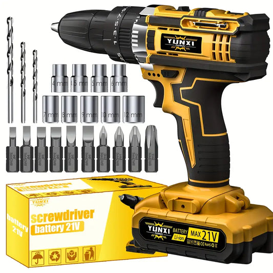 🔧⚡ Wireless Lithium-Ion Drill Kit with Battery & Fast Charger