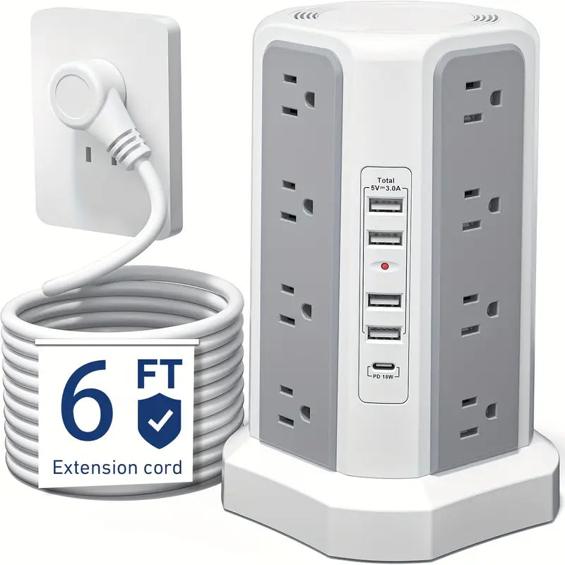 Flat Plug Power Board with USB/USB-C & Surge Protection – Multi-Port Extension for Home & Office ⚡🔌