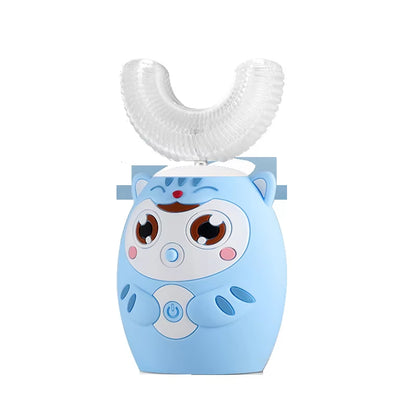 360° Sonic Electric Toothbrush U Shape Rechargeable for Kids Children Automatic Silicone Tooth Brush Smart Timer Blue Light IPX7