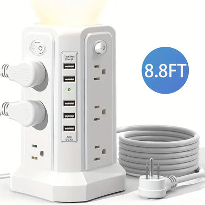 Flat Plug Power Board with USB/USB-C & Surge Protection – Multi-Port Extension for Home & Office ⚡🔌