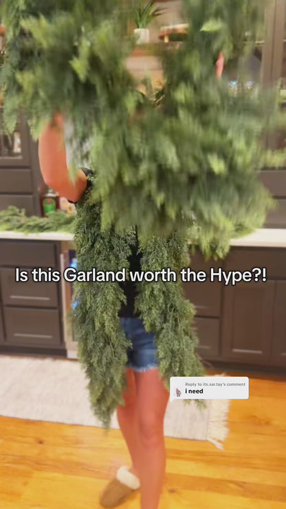 2 x 6Ft Real Touch Pine Cedar Cypress Christmas Garland for Home Decorations - Artificial Greenery Festive Accents